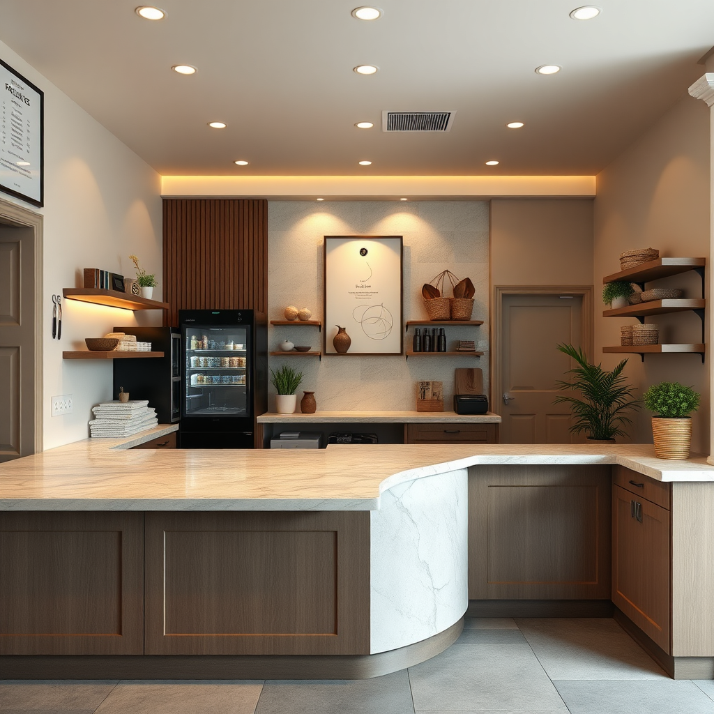 Commercial stone counter with clean edges