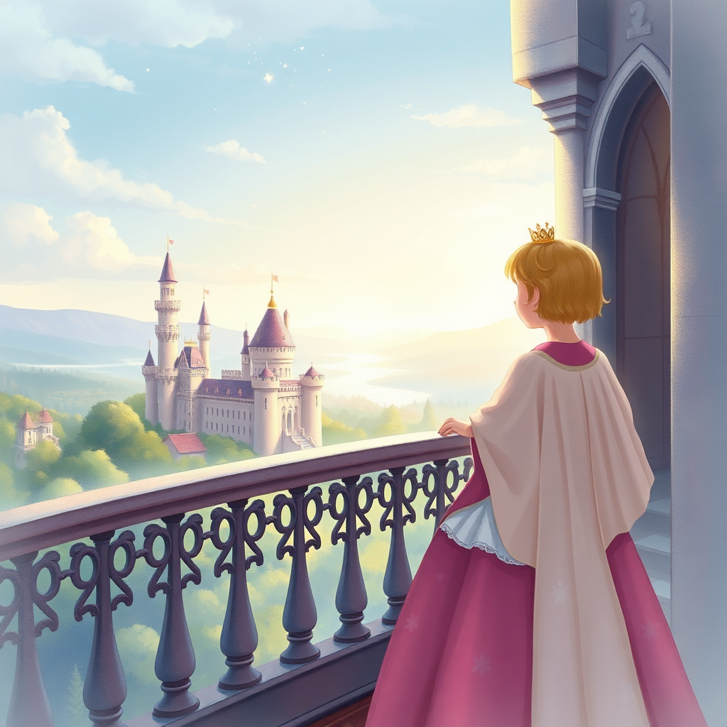 Child as princess in magical castle