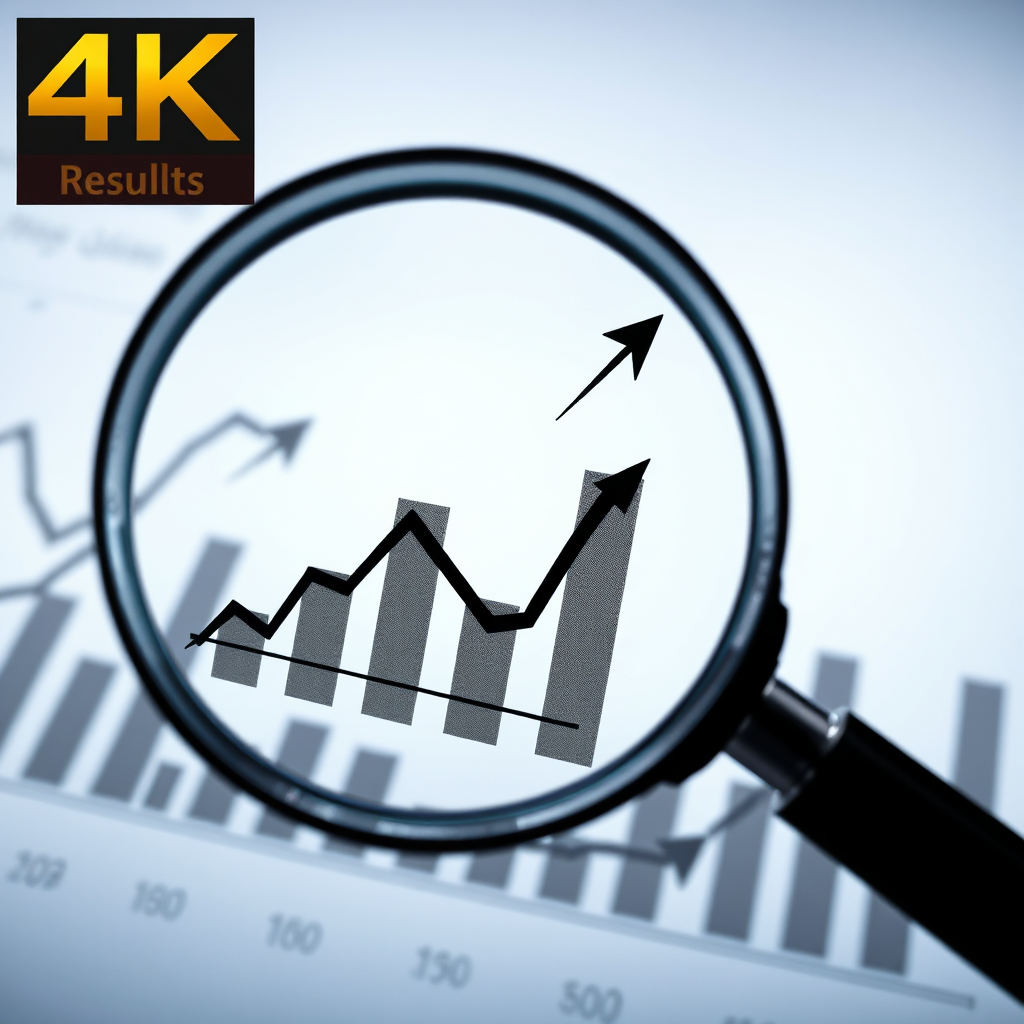 A magnifying glass highlighting a graph that demonstrates business growth. Use a strong contrast to emphasize results. 4K resolution, photorealistic style.