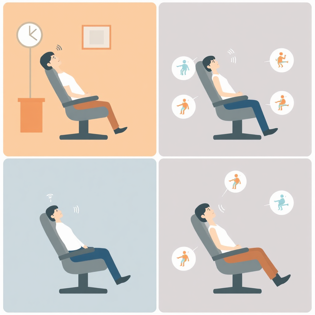 Animated sequence demonstrating stress reduction via use of the chair’s functions.