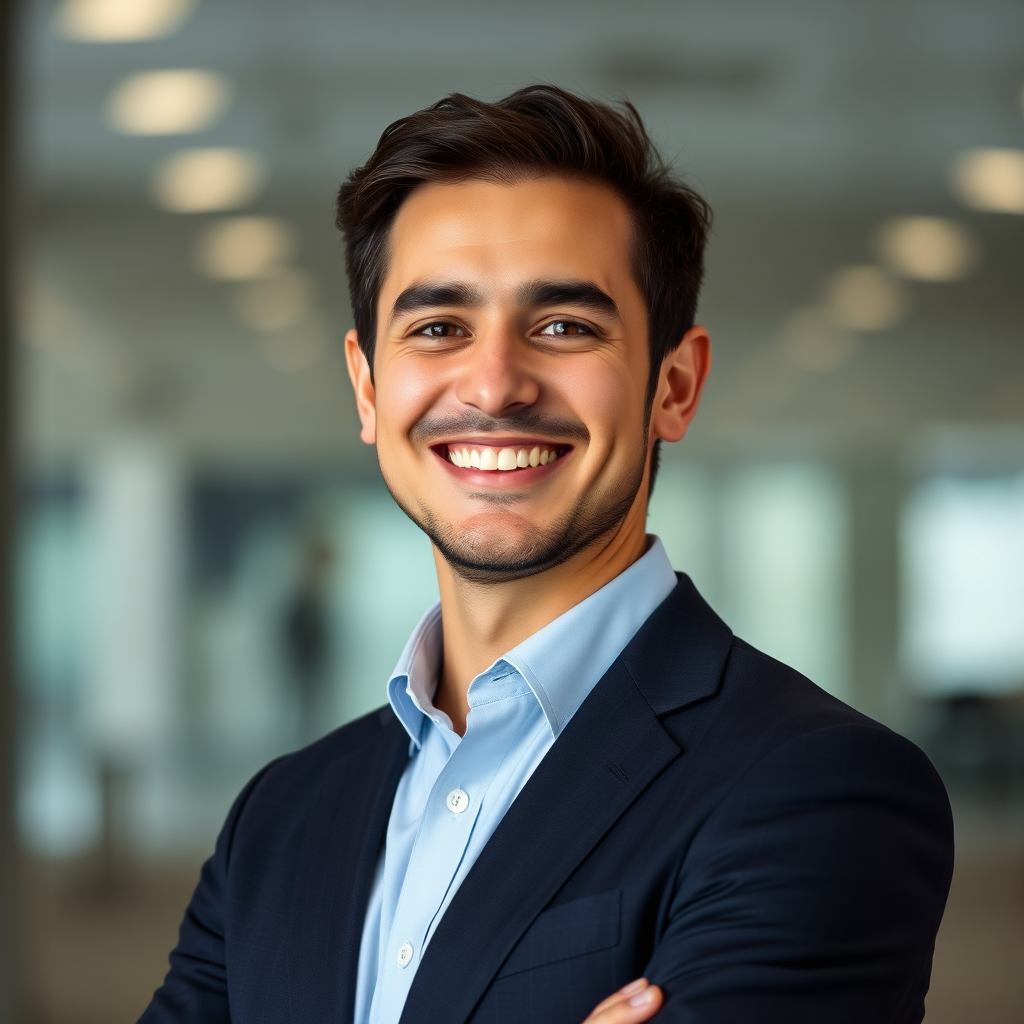 Image of a happy professional with great posture.