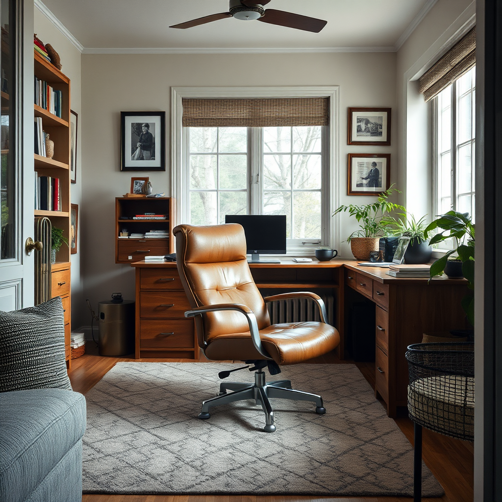 Image of the chair in a long-term setting, like a home office that has evolved over time. The image should convey the idea of the chair being a valuable and enduring addition to the owner's life.