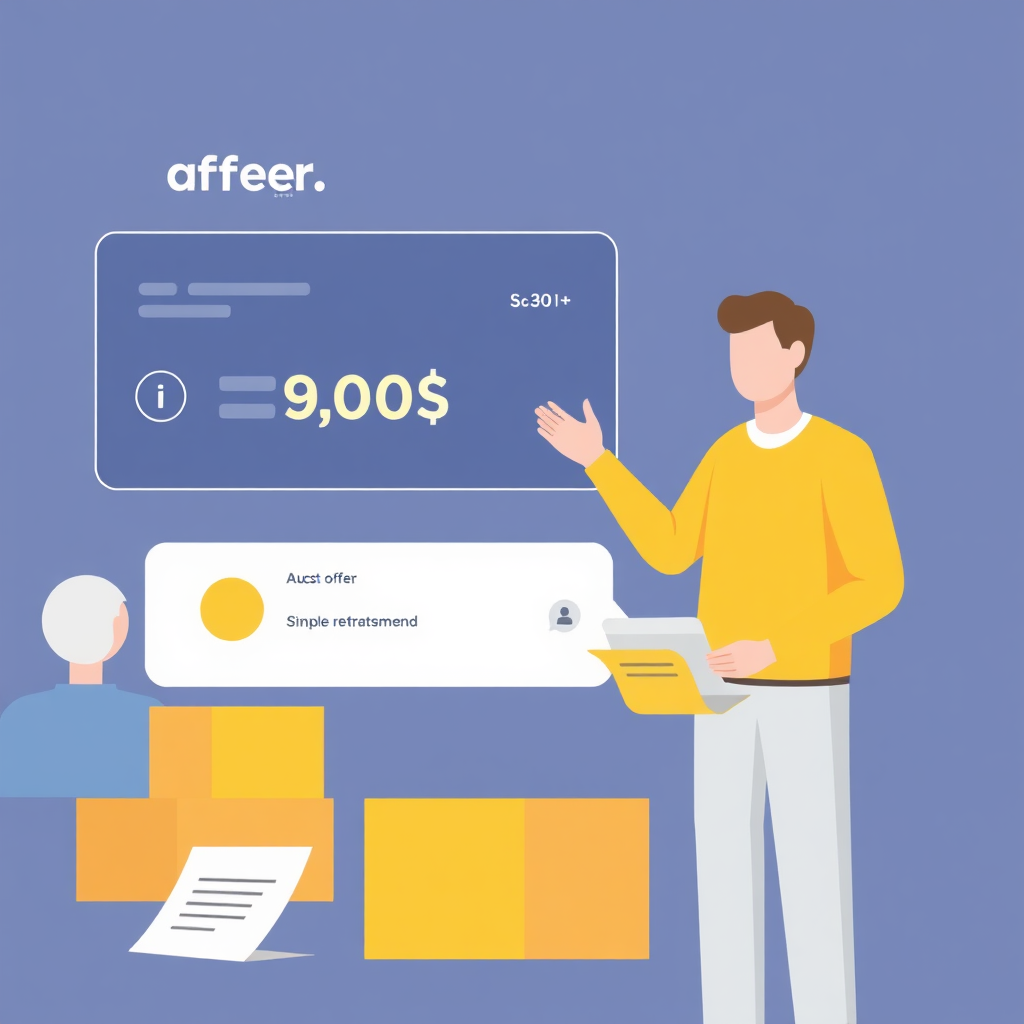 Visual representation of a buyer placing an offer in an auction. The interface should be simple and easy to understand. Style: Simple and transparent.