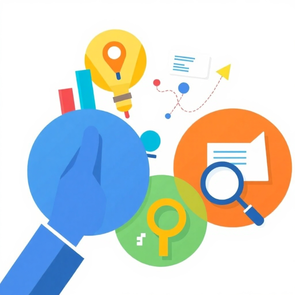 A stylized image depicting various digital marketing strategies, including social media engagement, search engine optimization, and pay-per-click advertising.  The composition should showcase the interconnectedness of these strategies.