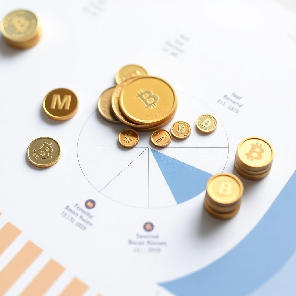 Image with money or coins arranged strategically within a chart showing the distribution of resources. The overall style should be professional and informative.  Use a color scheme that conveys finance and responsible management.