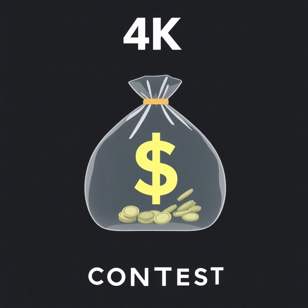 A simple, clean graphic depicting a transparent money bag to emphasize the transparency of the contest. 4K resolution, focus on clarity and trustworthiness.