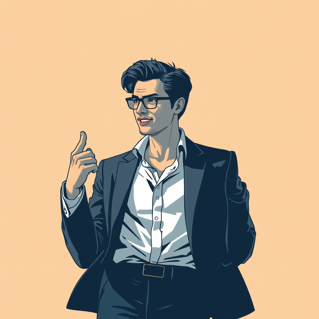 Artistic depiction of confident body language