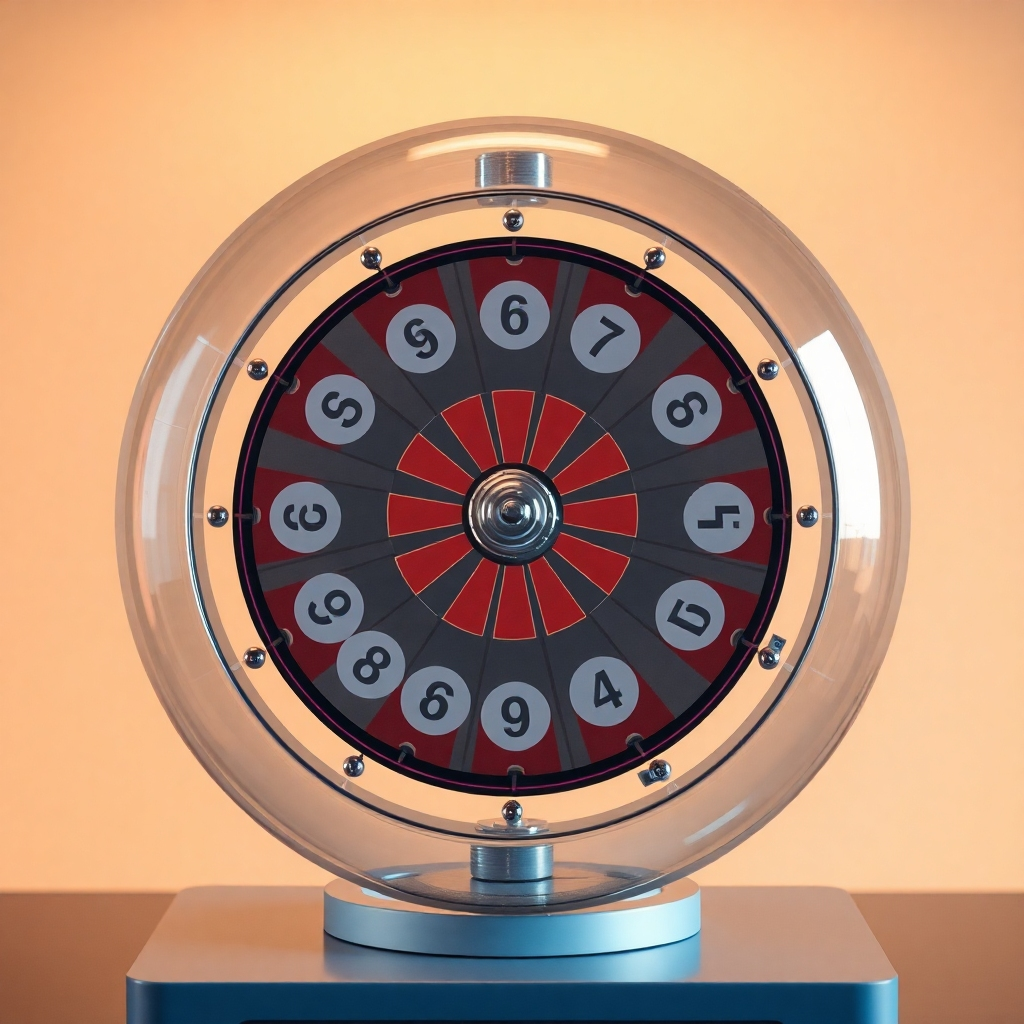 An image showing a fair and unbiased selection process such as a transparent lottery machine or a spinning wheel with clear visibility of all potential outcomes. High-quality 4K resolution, visually showing fairness and transparency.