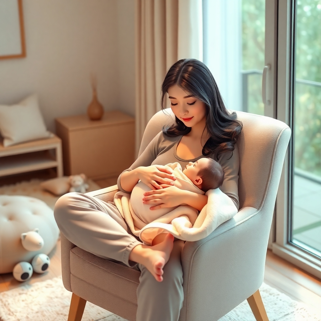 Create a stylized image, 4K resolution, portraying a woman radiating positive energy during labor. This could be a symbolic representation. Use a vibrant color palette—bright yellows, oranges, and reds—to emphasize energy.  The lighting should be bright and uplifting. Style the image with a sense of movement and dynamism, inspired by abstract expressionism, to represent a feeling of empowerment.