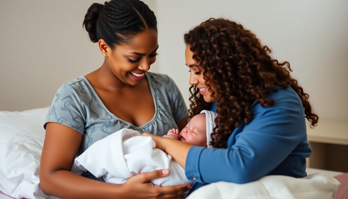 Create a warm and joyful 4K image of a mother holding her newborn baby. The setting is natural and comforting, with soft lighting. The color palette consists of warm and happy colors. The composition emphasizes the closeness between mother and child, highlighting the beauty and love of motherhood.