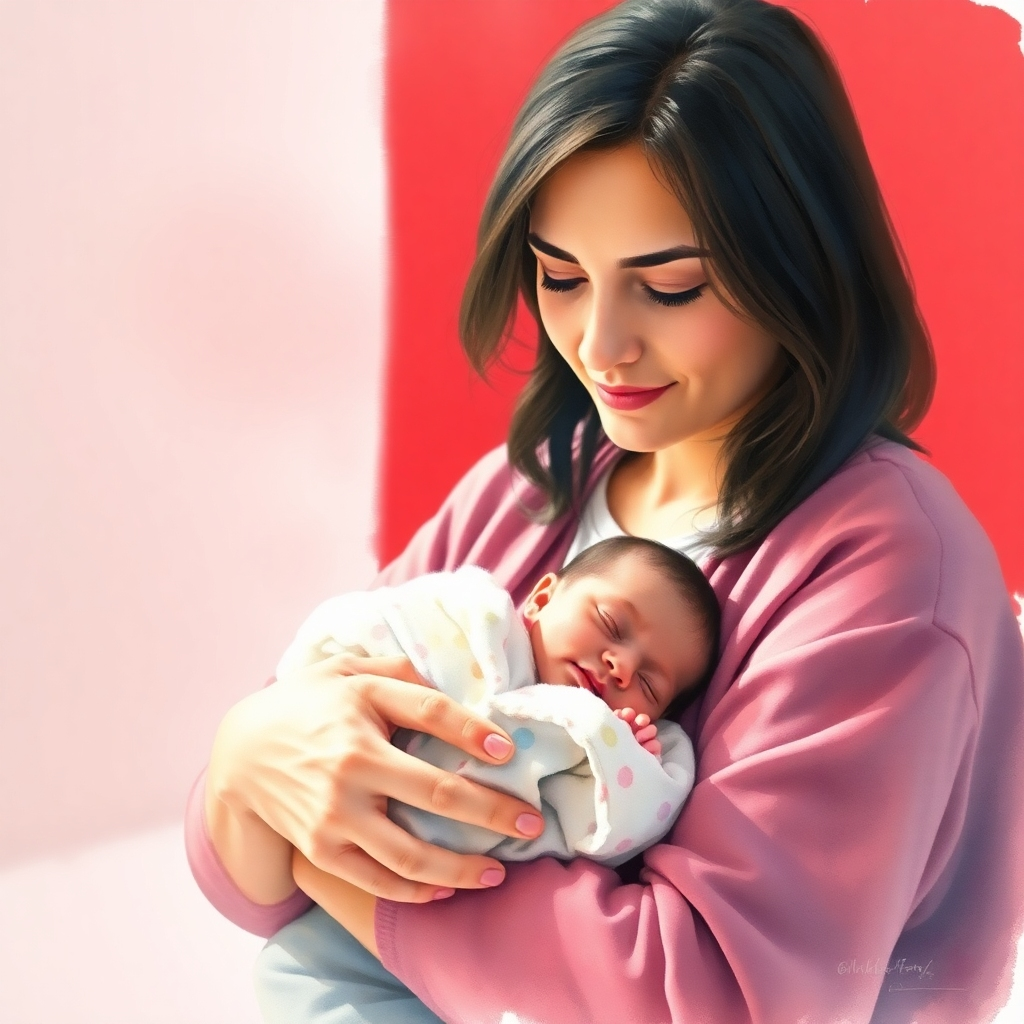 Generate a photorealistic 4K image of a mother and newborn baby bonding, emphasizing the deep connection and love between them. The setting should be warm and nurturing, with soft lighting. The color palette should focus on pastels and warm hues. The image should evoke calmness and tenderness.