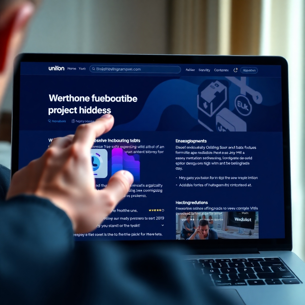 A photorealistic image showing a website with high-quality visuals and well-written content. The image needs to convey a sense of user engagement through subtle details like a person's hand hovering over an engaging graphic, or a user's focused expression whilst reading some content. The background should be subtly designed to not distract from the website's content.  Focus on conveying clear, concise, and easily digestible information.