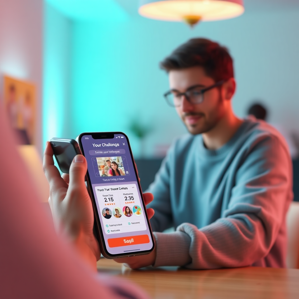  A photorealistic image depicting a personalized contest experience. The scene should showcase a customer interacting with a digital interface, customizing their challenge based on their interests. The lighting should be soft and inviting. The color palette should be customizable to reflect individual preferences. The image should convey a sense of control and personalization, highlighting the customer-centric approach of the contest.