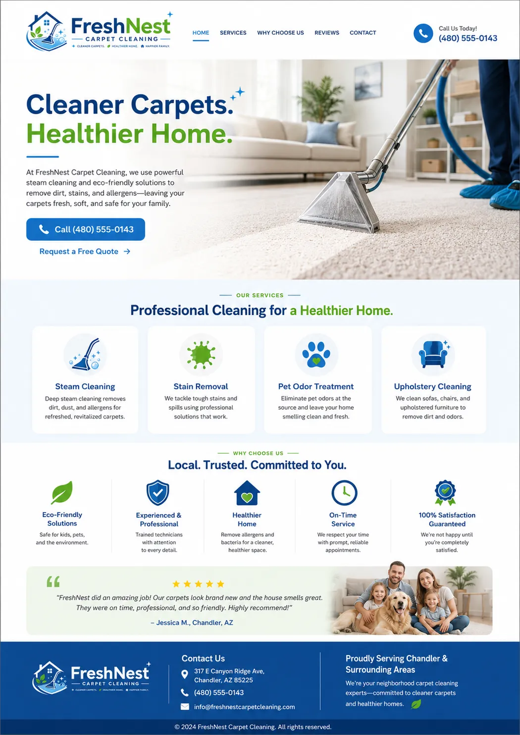 FreshNest Carpet Cleaning website example