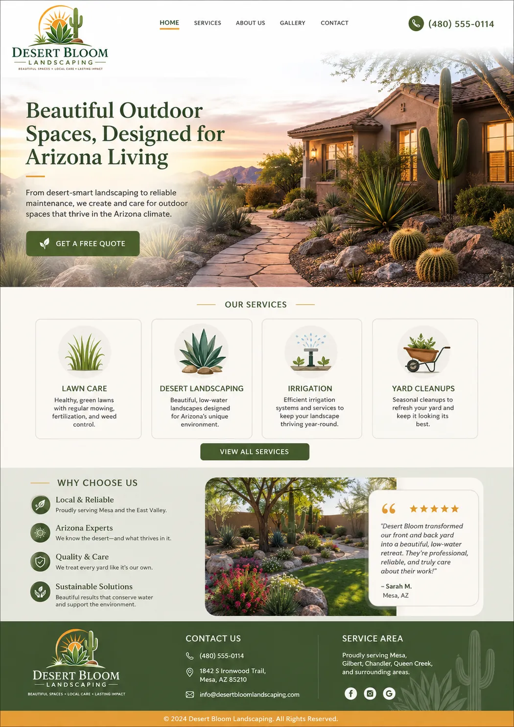 Desert Bloom Landscaping website example