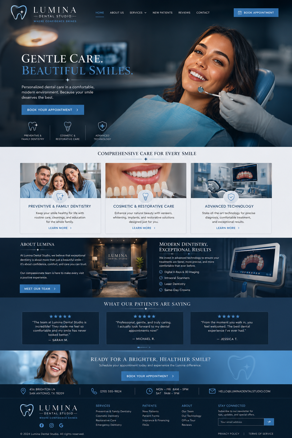 Lumina Dental Studio website example