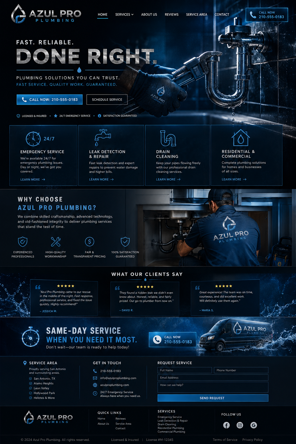 Azul Pro Plumbing website example