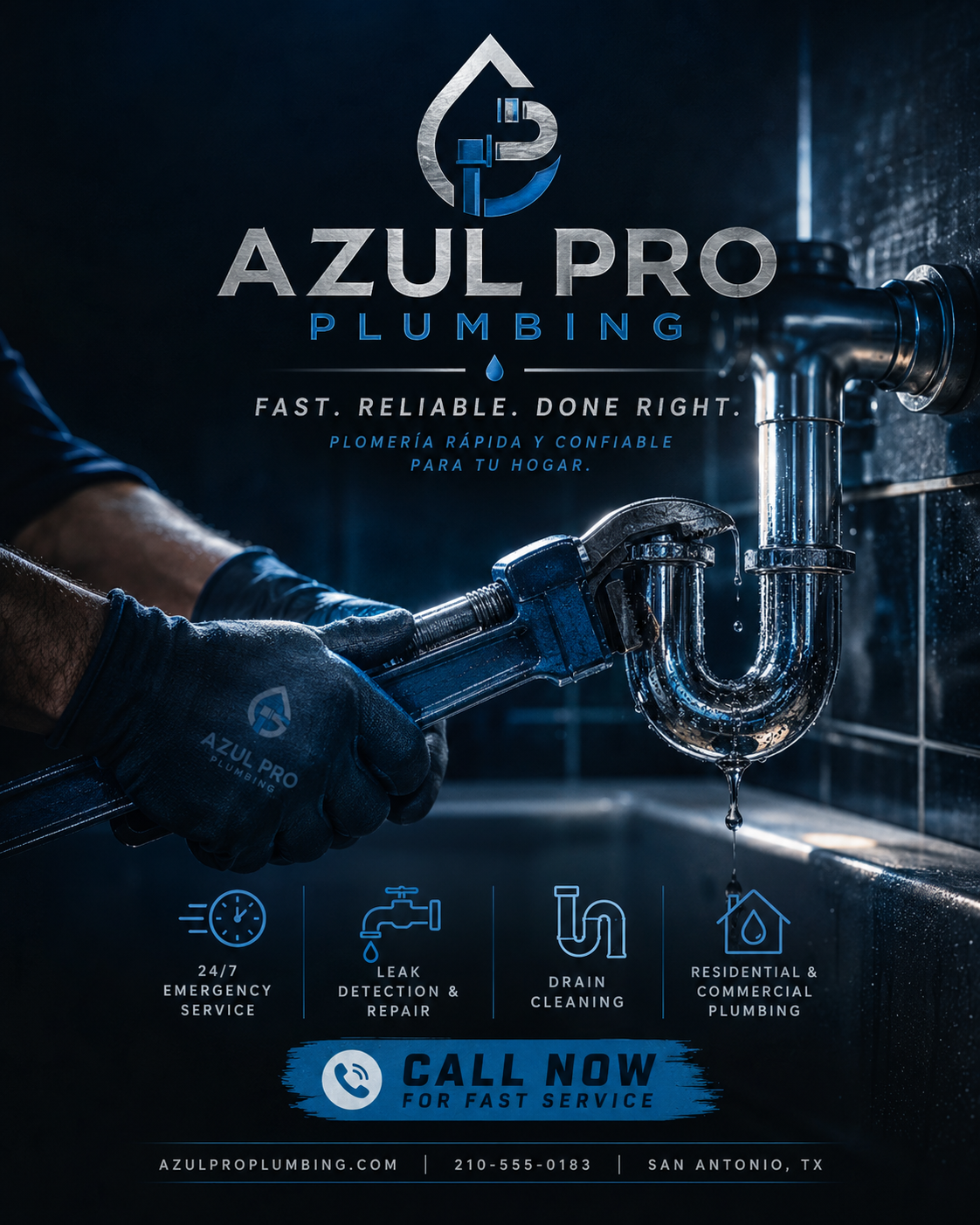 Azul Pro Plumbing promotional design example