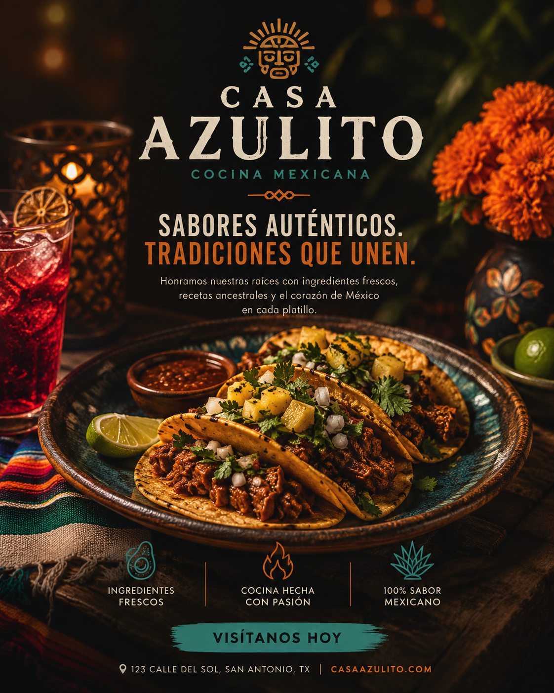 Casa Azulito Cocina Mexicana promotional design example