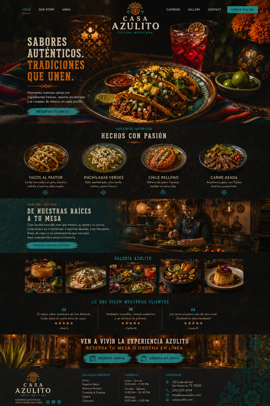 Casa Azulito Cocina Mexicana website example