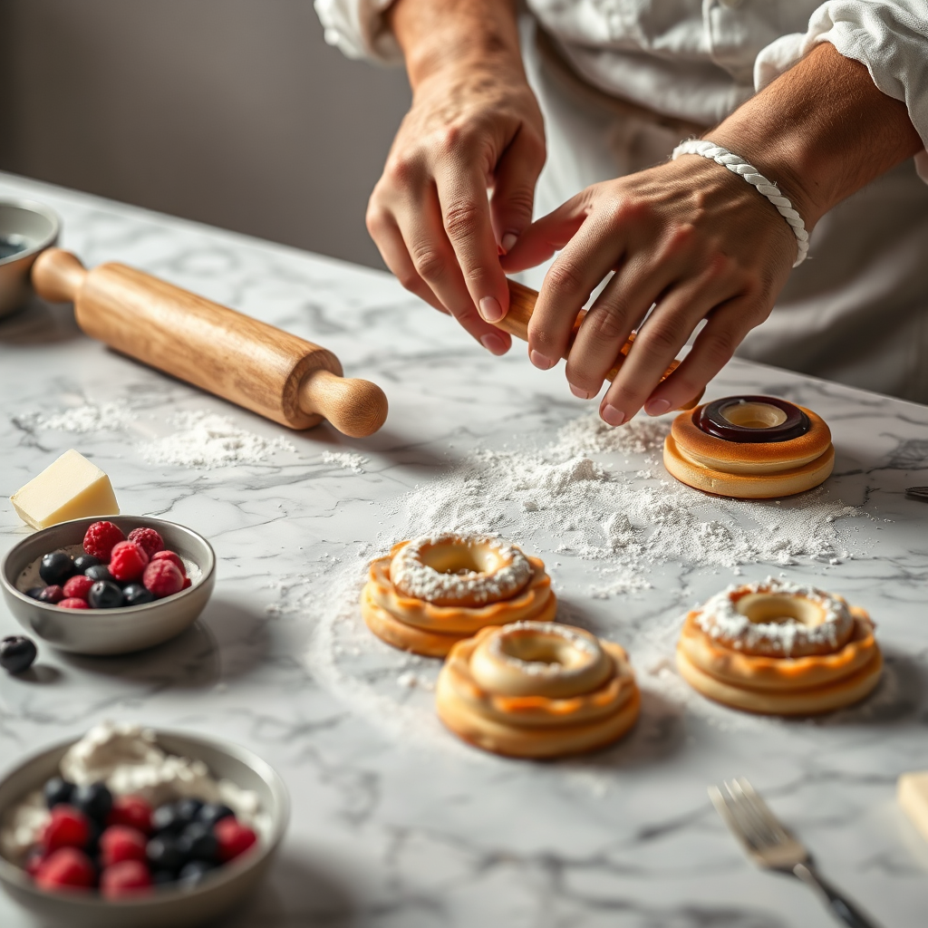 Baker preparing pastries