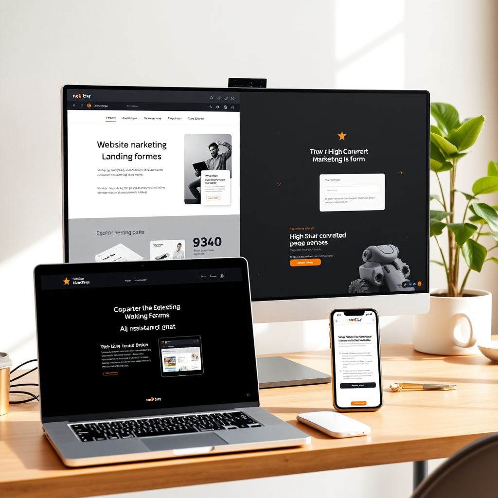 North Star websites landing pages and AI assistant mockups