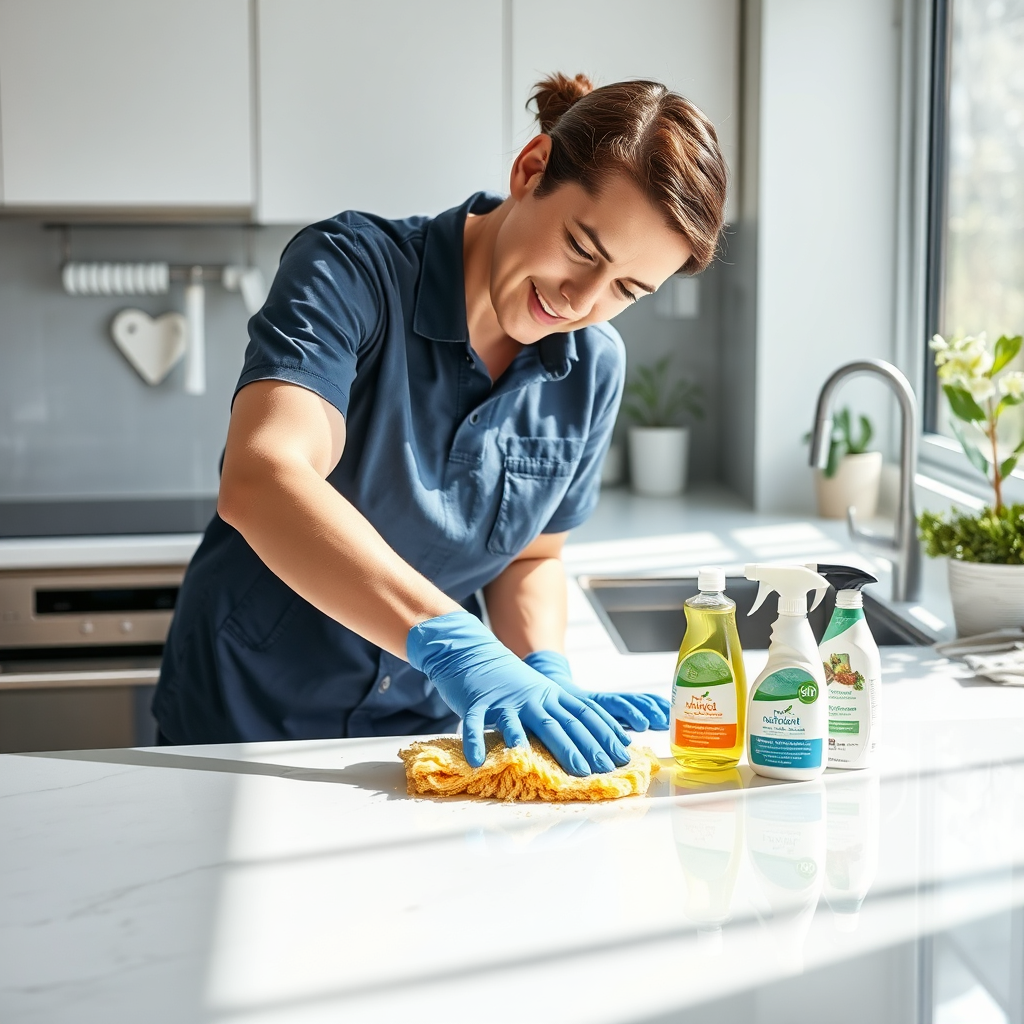 Cleaning service preparing a kitchen
