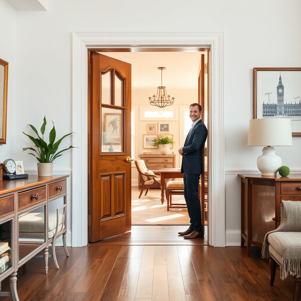 Real estate professional at a home