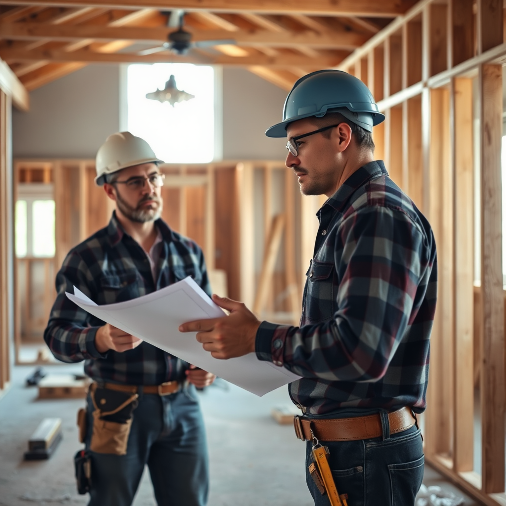 Contractor reviewing renovation plans