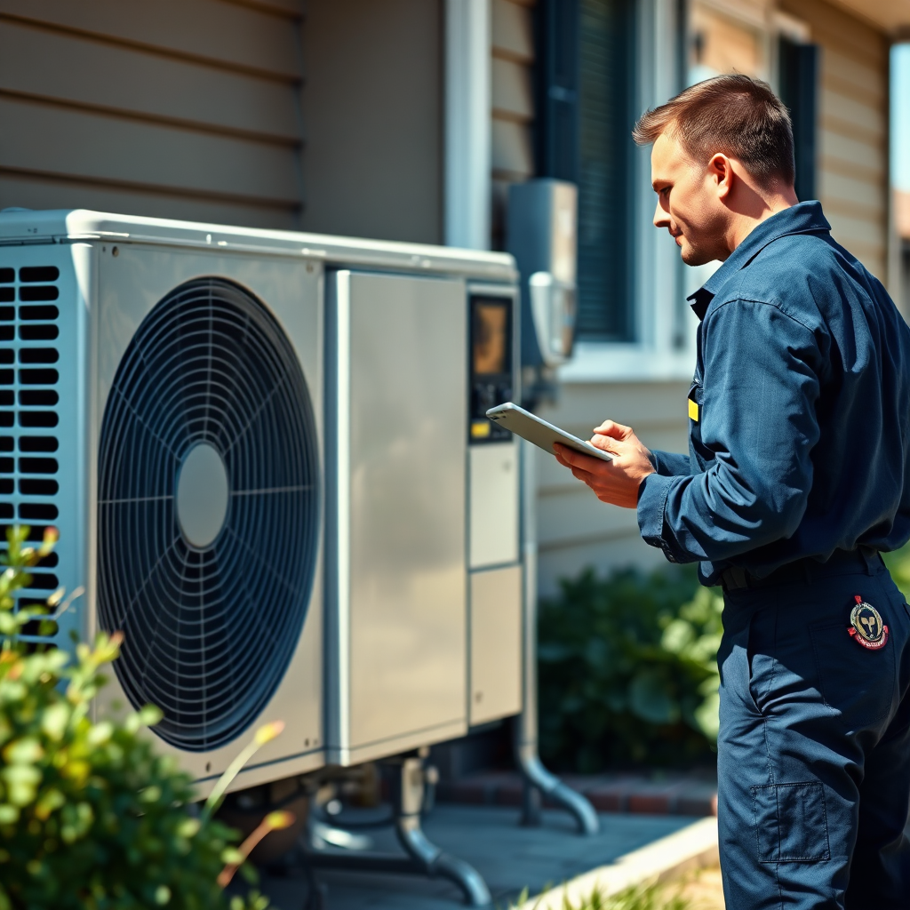HVAC technician servicing a unit