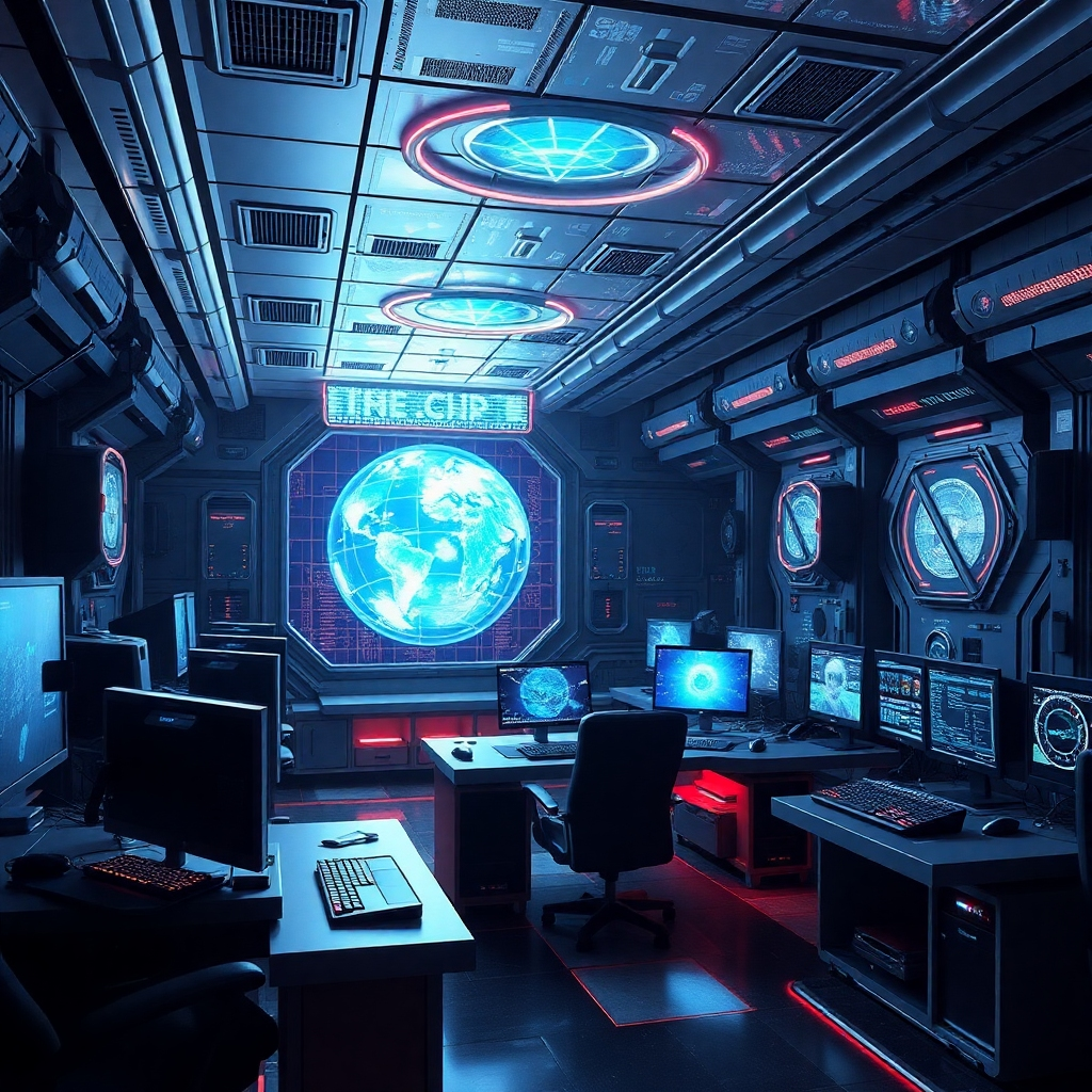 A photorealistic image of a modern recording studio, filled with high-tech equipment, and showcasing a band at work on a project.