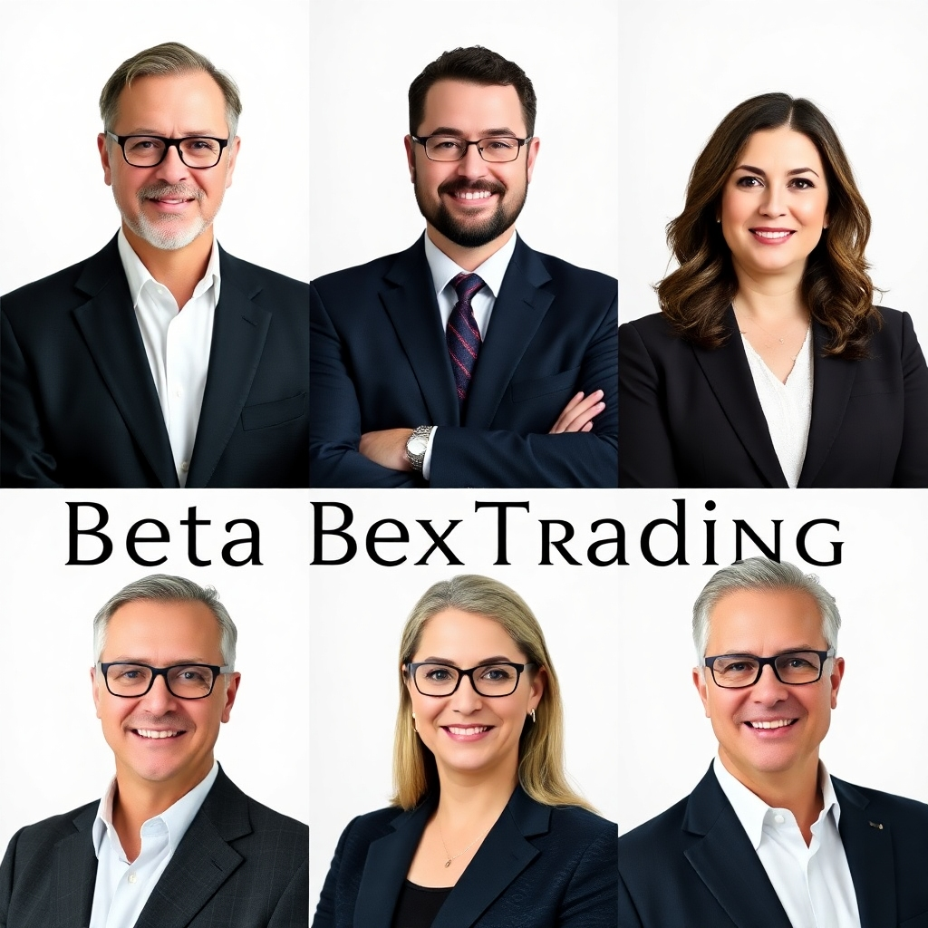 A photorealistic image featuring the Beta Export Trading executive leadership team.  Each individual should have a portrait-style close-up, with professional attire.  The background should be clean and minimalist, focusing attention on the individuals. The lighting should be soft and flattering. The overall style should be sophisticated and timeless, evoking a sense of trust and authority.