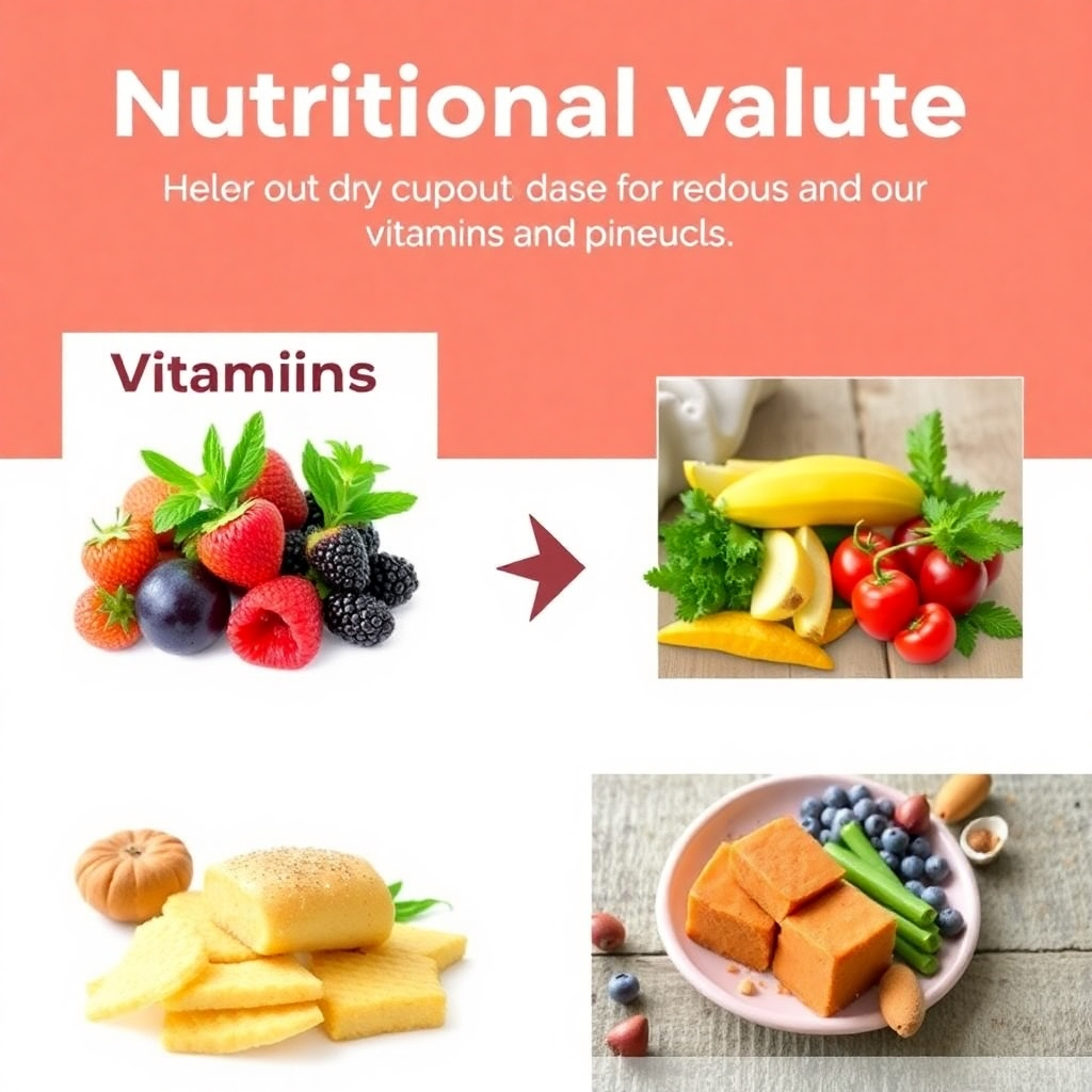 A stylized image showing the nutritional value of our products, such as a graphic highlighting vitamins and minerals alongside images of the products.  Use a bold, clean style.