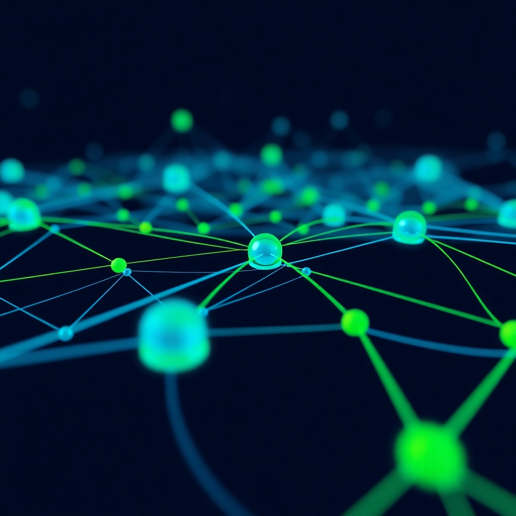 A stylized image of interconnected communication networks, conveying speed, reliability and efficiency. Use a color scheme of blues and greens to represent technology and connectivity. Camera angle: slightly elevated to show overview.  Style: modern, clean and professional. Technical specs: 4K resolution