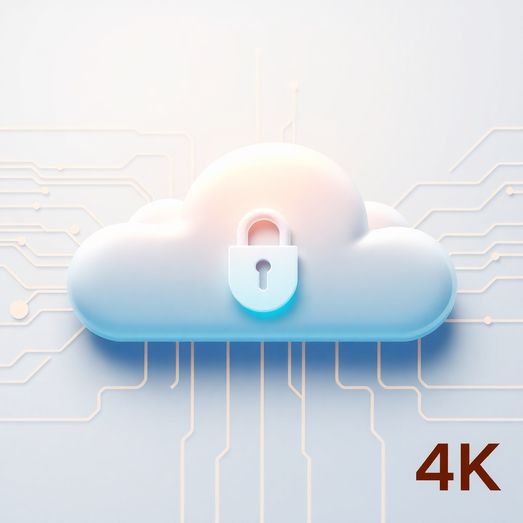 An abstract image of cloud computing elements, conveying security and scalability.  Style: Modern, clean and professional. Technical specs: 4K resolution