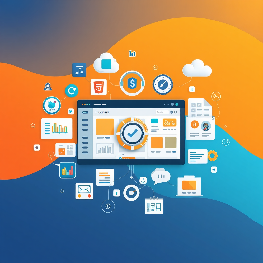 Create an image showing various tools and resources (e.g., software, marketing materials) merging into a single, organized dashboard. The color palette is clean and efficient, emphasizing accessibility. Technical specs: 4K resolution, high quality.