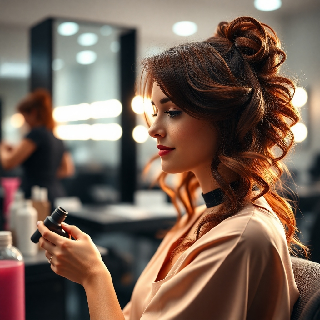 A vibrant image showcasing a skilled stylist cutting a client's hair with precision. The environment is bright and airy, filled with natural light. The stylist’s focused expression captures the essence of artistry, and various styling tools are neatly arranged to highlight professionalism. The hair captures sunlight filters, showcasing colors and textures beautifully. A photorealistic finish that radiates creativity and expertise.