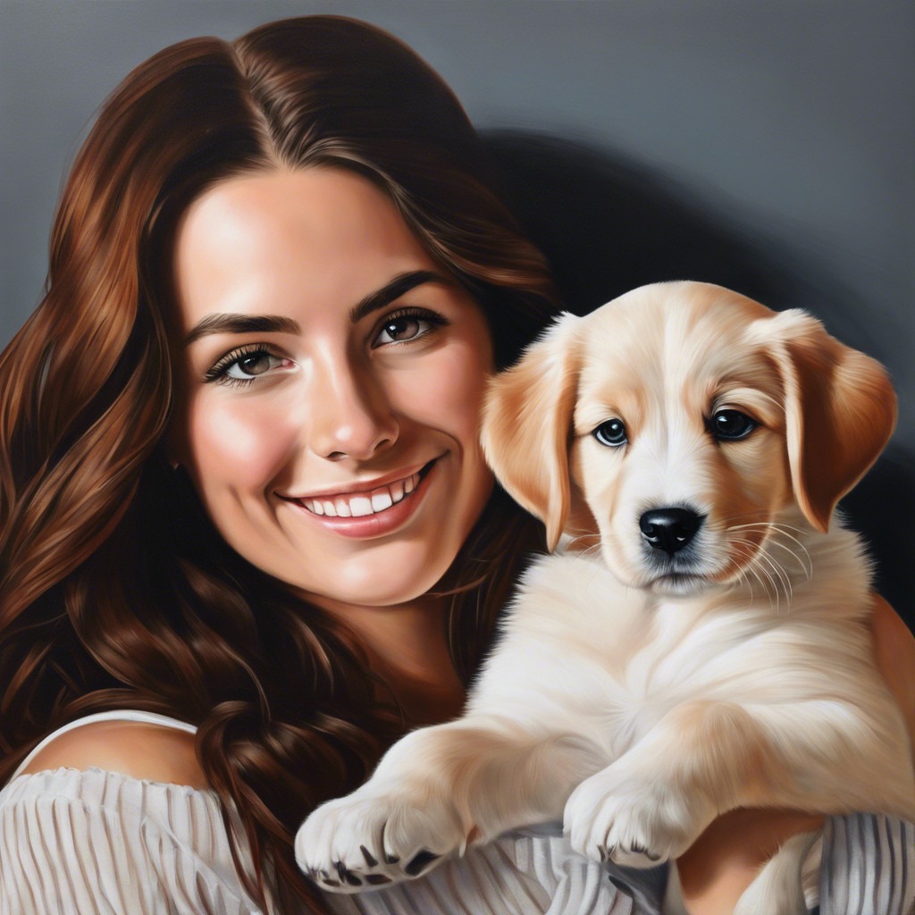 A serene outdoor scene in a lush green park where a trainer is using treats to guide a Beagle in performing commands. The sun is setting, casting a warm golden light across the scene, creating a harmonious mood. The trainer, a young man with a calm demeanor, stands confidently, surrounded by trees with leaves gently swaying in the breeze. A well-behaved Beagle sits attentively in front, maintaining eye contact with the trainer, who is holding a treat above its nose. The angle is at mid-level, capturing both the engagement between the trainer and the dog, and the beautiful park environment. The color palette is vibrant, with greens and warm earth tones dominating the view. Ultra-detailed 8K resolution with rich textures, emphasizing the natural elements and the smooth fur of the dog.