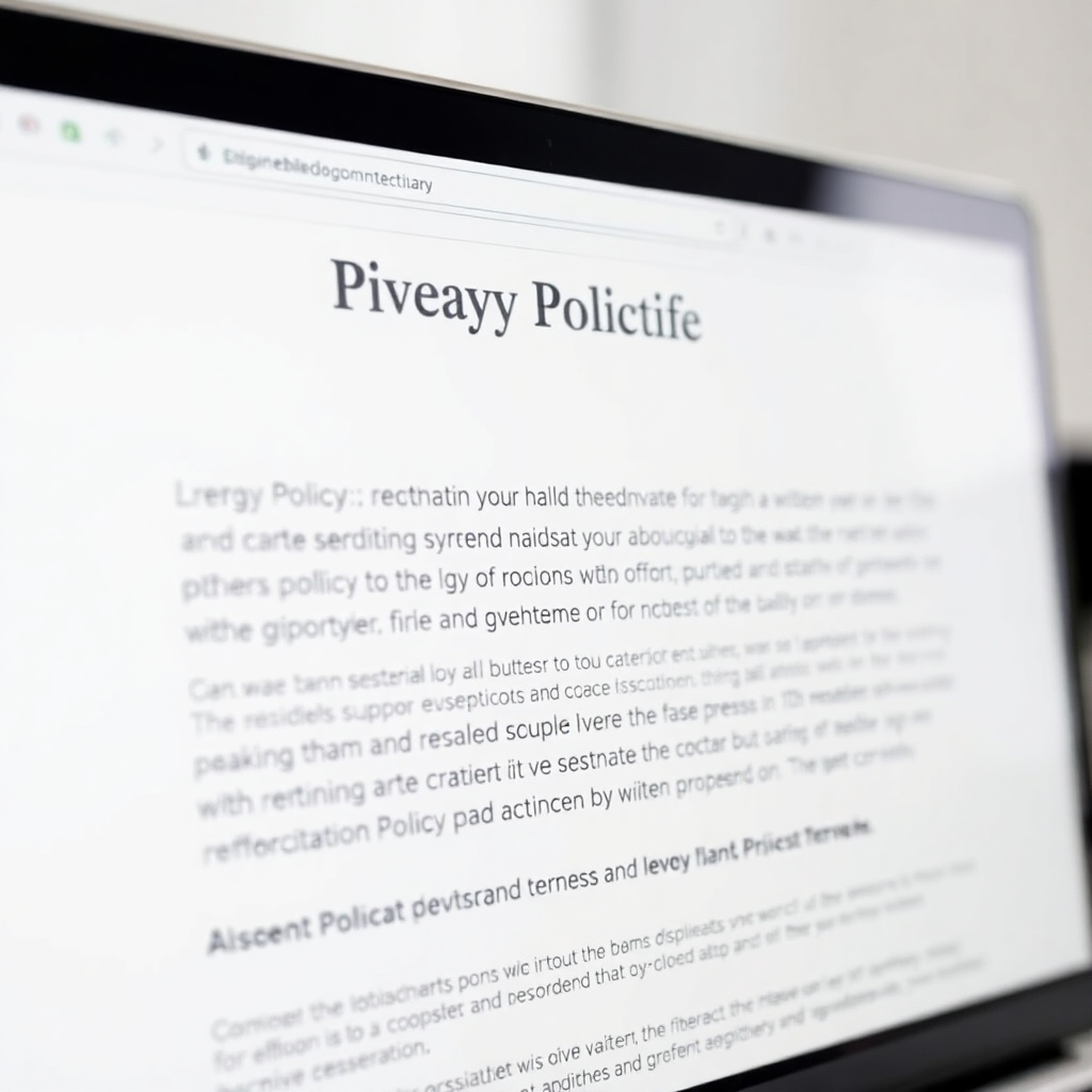 A photorealistic image of a website displaying a clear and detailed privacy policy in an easily accessible manner.