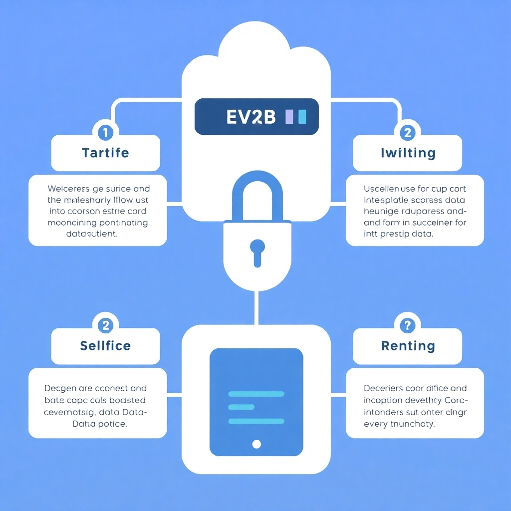 A stylized infographic depicting data points flowing into a secure server, with labels describing each stage of data handling. The design should use calm and trustworthy colors.