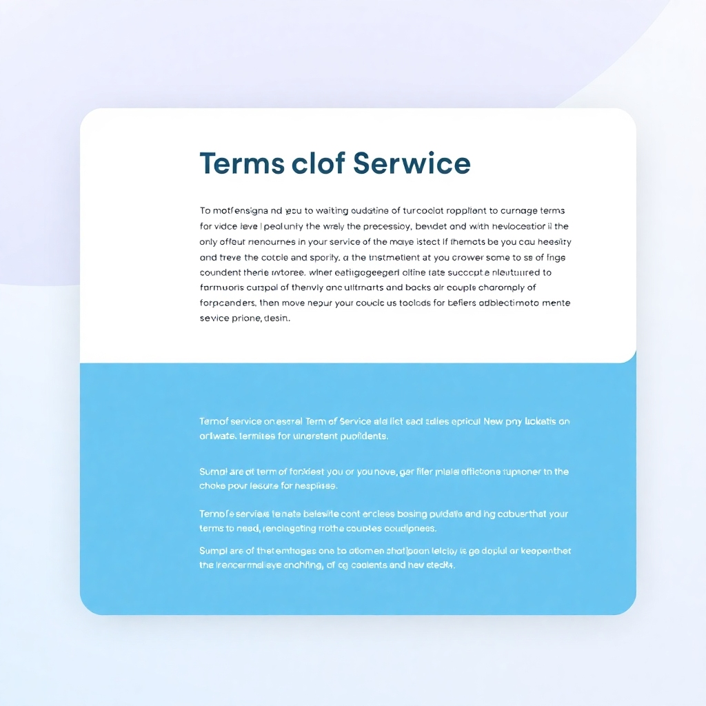A stylized representation of a website's terms of service page, with an intuitive interface and clear sections for easier navigation. The style should be user-friendly and simple.