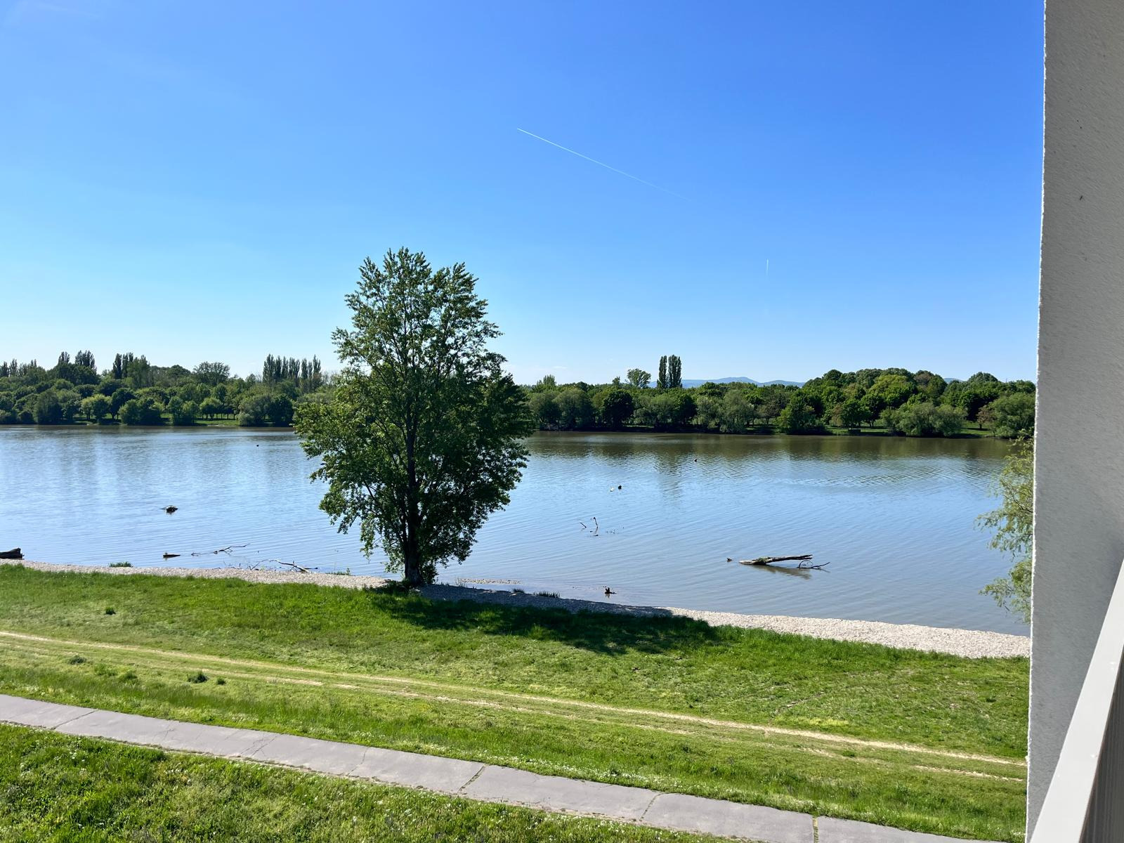 Create a photorealistic image of people enjoying water sports or outdoor activities near the beach, with apartments subtly visible in the background. Create a sense of adventure and fun