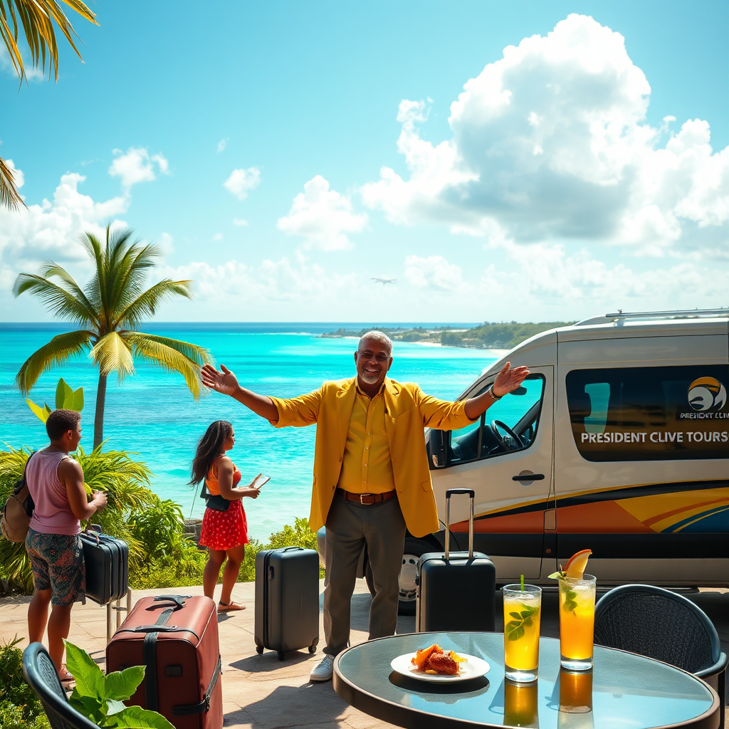 Visualize an adventurous group of tourists exploring the breathtaking YS Falls, captured mid-laugh as they take a dip in the falls. Highlight the beauty of the cascading water and lush vegetation surrounding them, emphasizing the joy and thrill of exploration during their scenic tour.