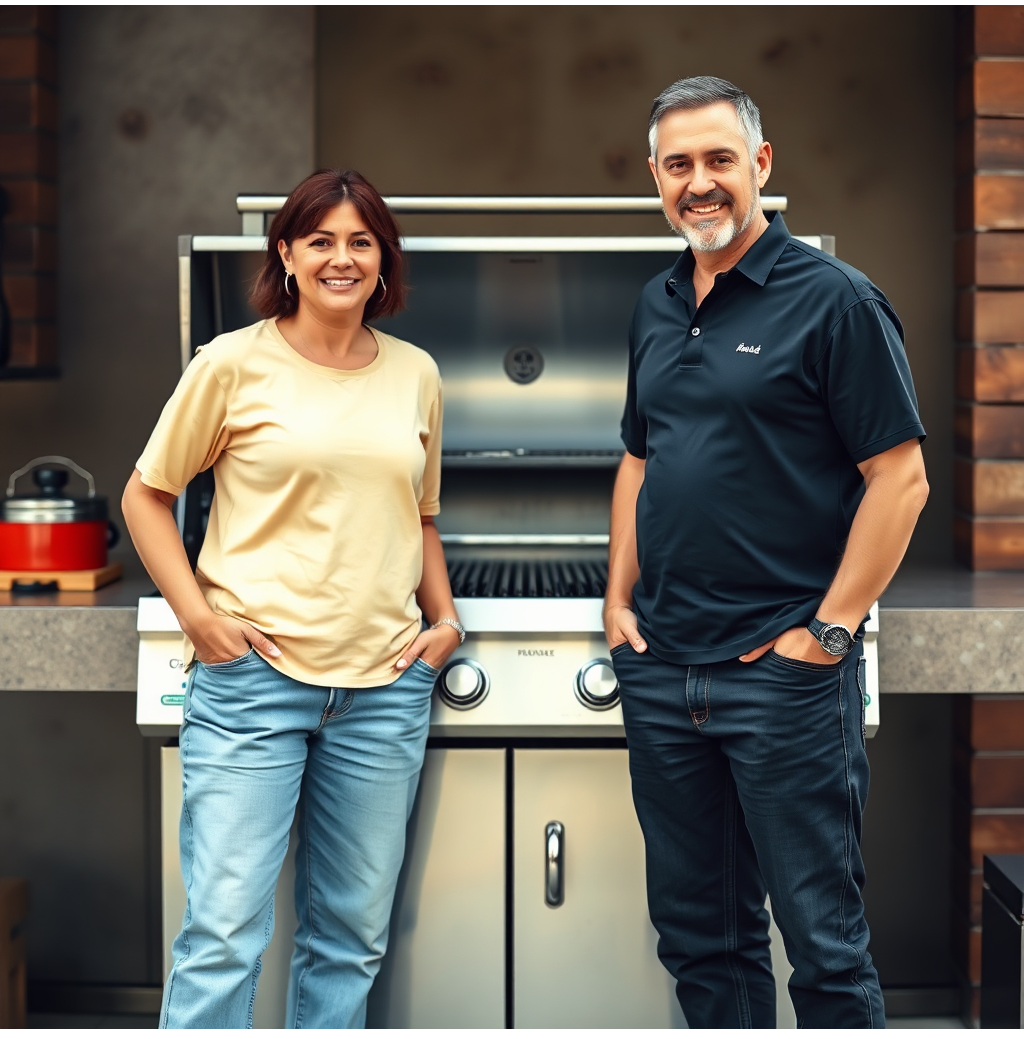 An energetic scene depicting Justin carefully moving a large gas grill from his SUV onto a patio with holiday decorations. The image is filled with vibrant colors of the surrounding flowers and festive lights. A glimpse inside the SUV showcases its organization and space, emphasizing Justin’s efficient service. This scene projects a sense of versatility and readiness for any delivery.