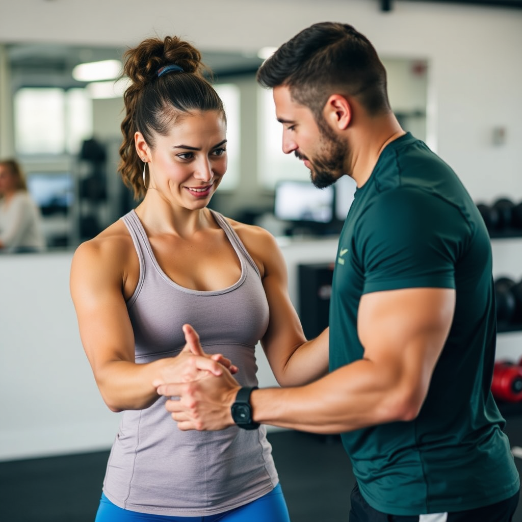 Illustrate a close-up of a workout plan being discussed between Derek and a client, with fitness charts and healthy snacks on a table. Use bright, soft lighting to create an approachable atmosphere. The color scheme should feature calming whites and light greens, promoting a sense of focus and health. A close-up shot showing notes, markers, and smiling faces as they collaborate on fitness goals. The final product should be high-quality and detailed, capturing the essence of personalized training.