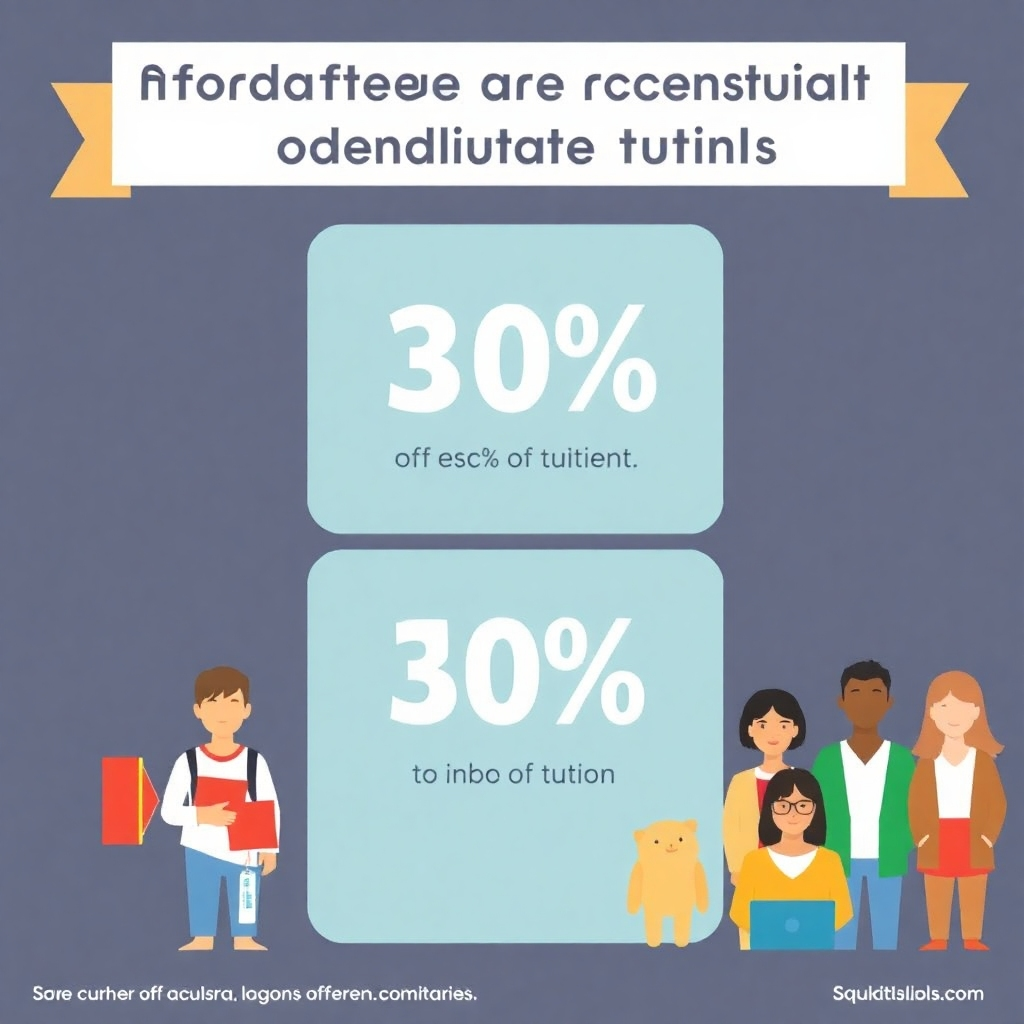 A stylized image showing the affordability and accessibility of tuition, perhaps through visual representations of cost-effectiveness and inclusive representation of student demographics.