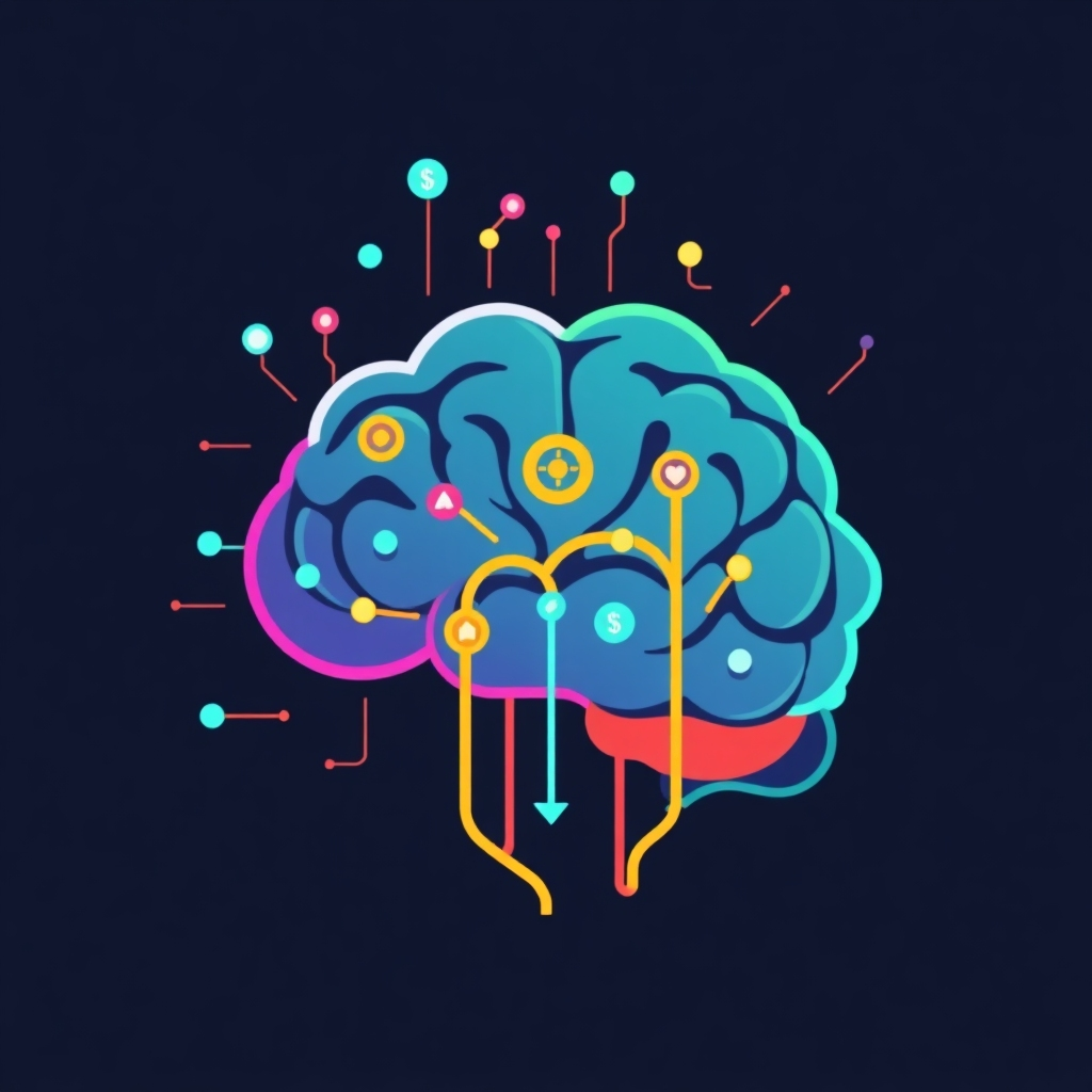 Create a stylized image illustrating the concept of AI-driven assessment in education.  The image could show a data stream flowing into a stylized brain, symbolizing the integration of technology and human intelligence.  The data stream should showcase a flow of information, representing assessments and feedback loops.  Use vibrant and intuitive color palettes. The style could mimic that of infographics on data analysis and the applications of AI.