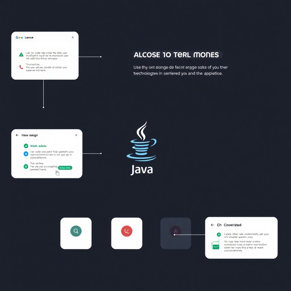 A mockup image of a sophisticated web application built with Java technologies, showcasing clean design, seamless user interaction, and modern UI elements.