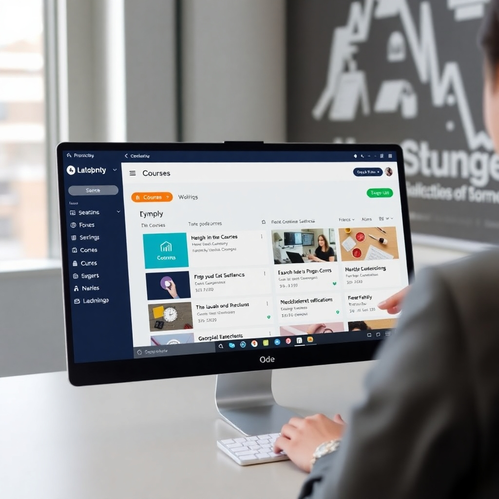 A screen recording showing a user seamlessly navigating through a well-designed online software course catalog. The user should easily find and filter courses based on various criteria.  Highlight the intuitive interface and user-friendly design.