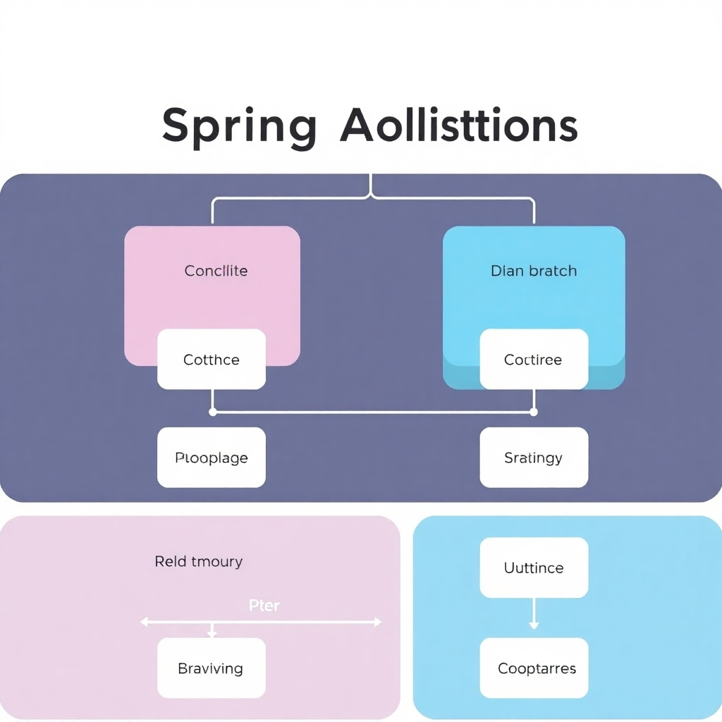 A stylized graphic depicting a simplified architectural diagram of Spring applications, showcasing core modules and relationships.